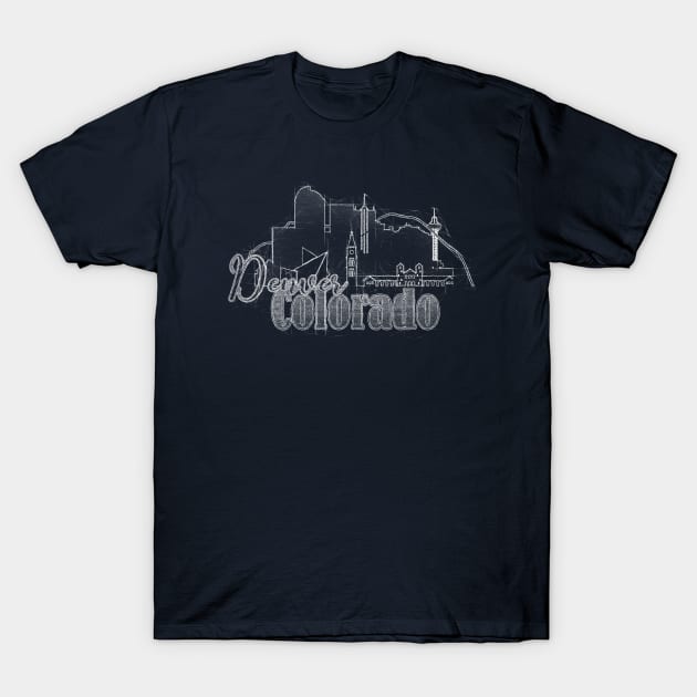 Denver Colorado Grunge Skyline T-shirt T-Shirt by DimDom